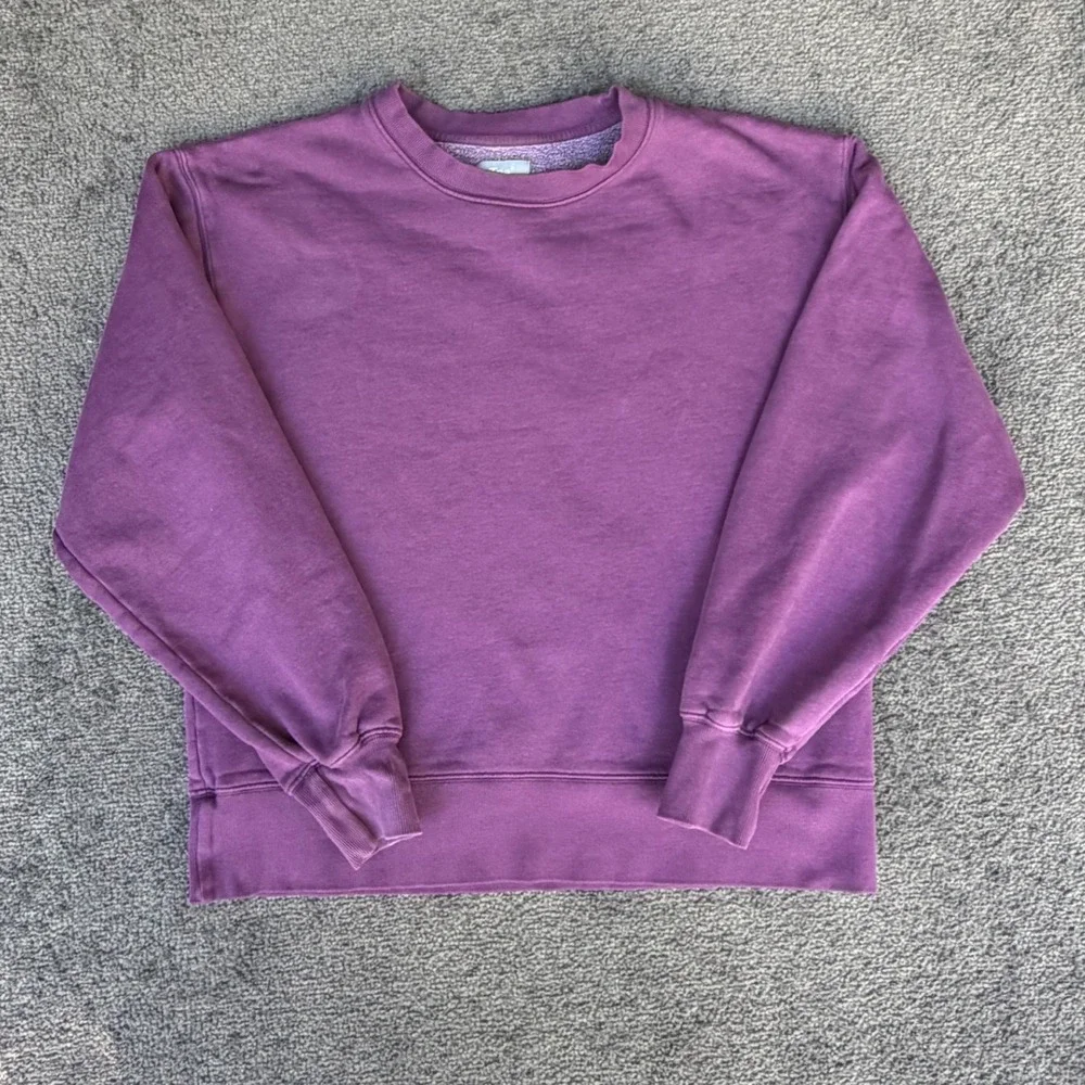 Aritzia Tna CozyAF Perfect Crew Sweatshirt Purple Fleece Pullover Size 1 66428